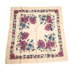 Jim Thompson Flower Thai Silk Scarf Vintage (34.5 x 34.5) Ivory Multi Color